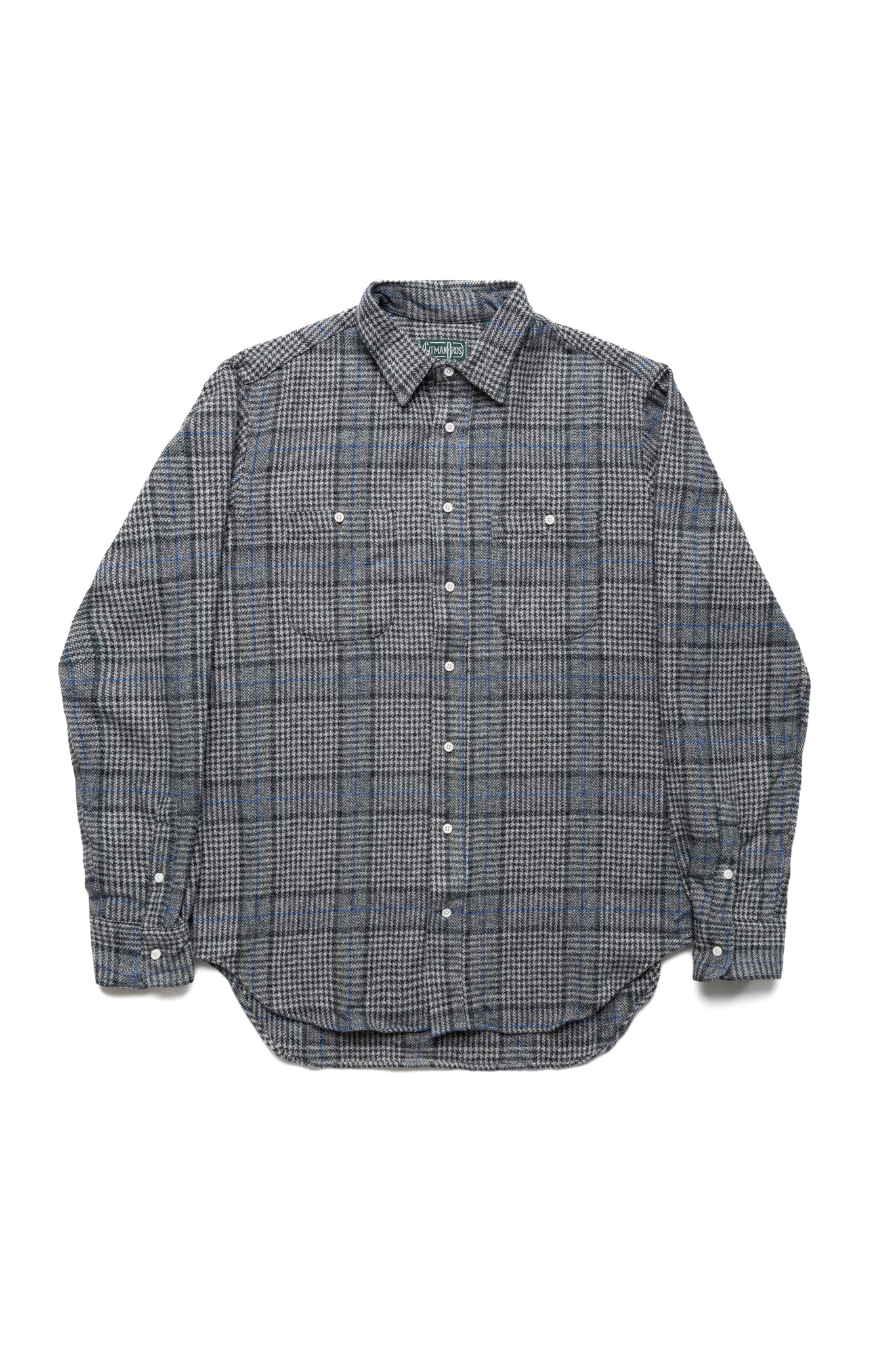 L/S 2 Pocket Work Shirt - Grey Cotton Tweed Check
