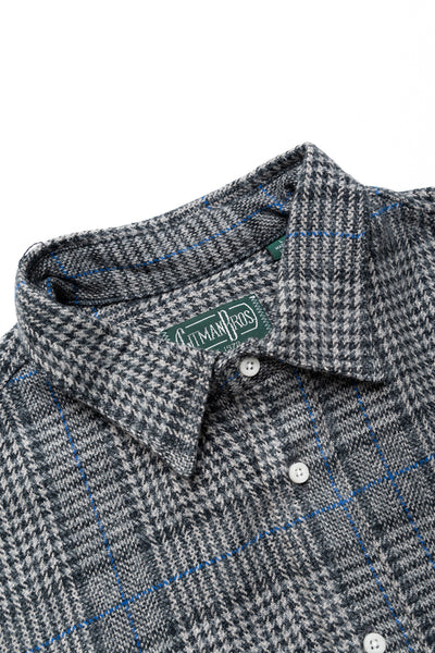 L/S 2 Pocket Work Shirt - Grey Cotton Tweed Check
