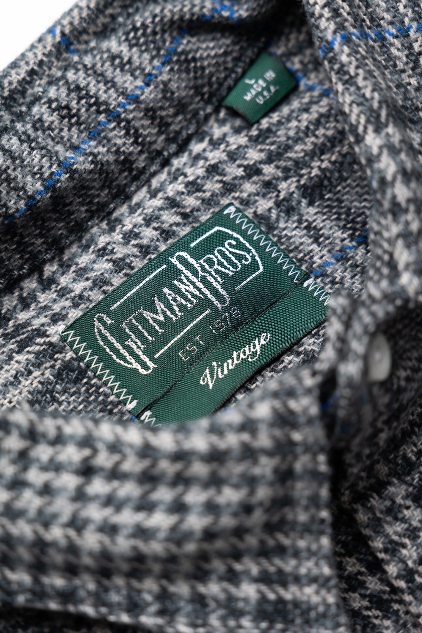 L/S 2 Pocket Work Shirt - Grey Cotton Tweed Check
