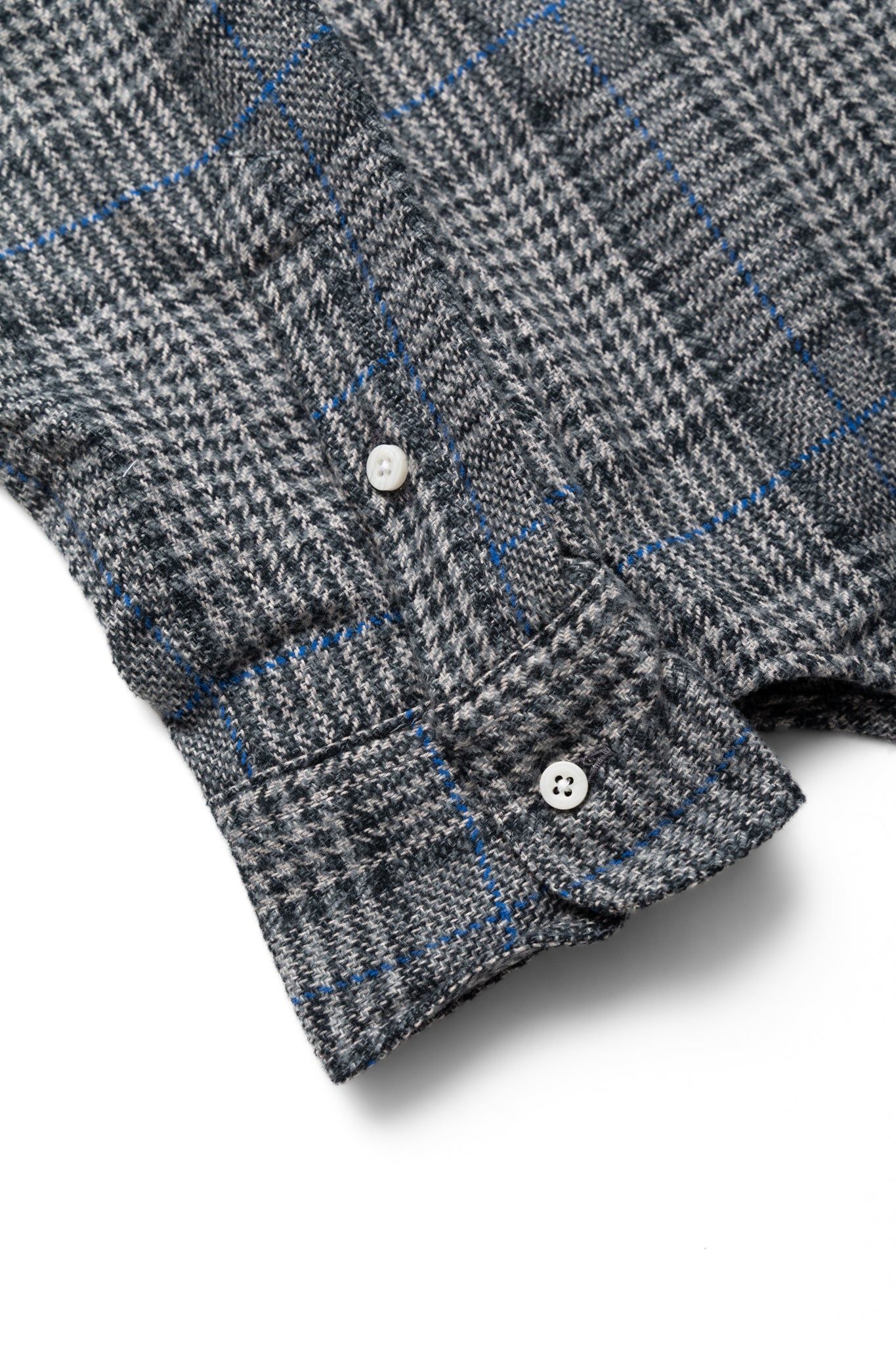 L/S 2 Pocket Work Shirt - Grey Cotton Tweed Check