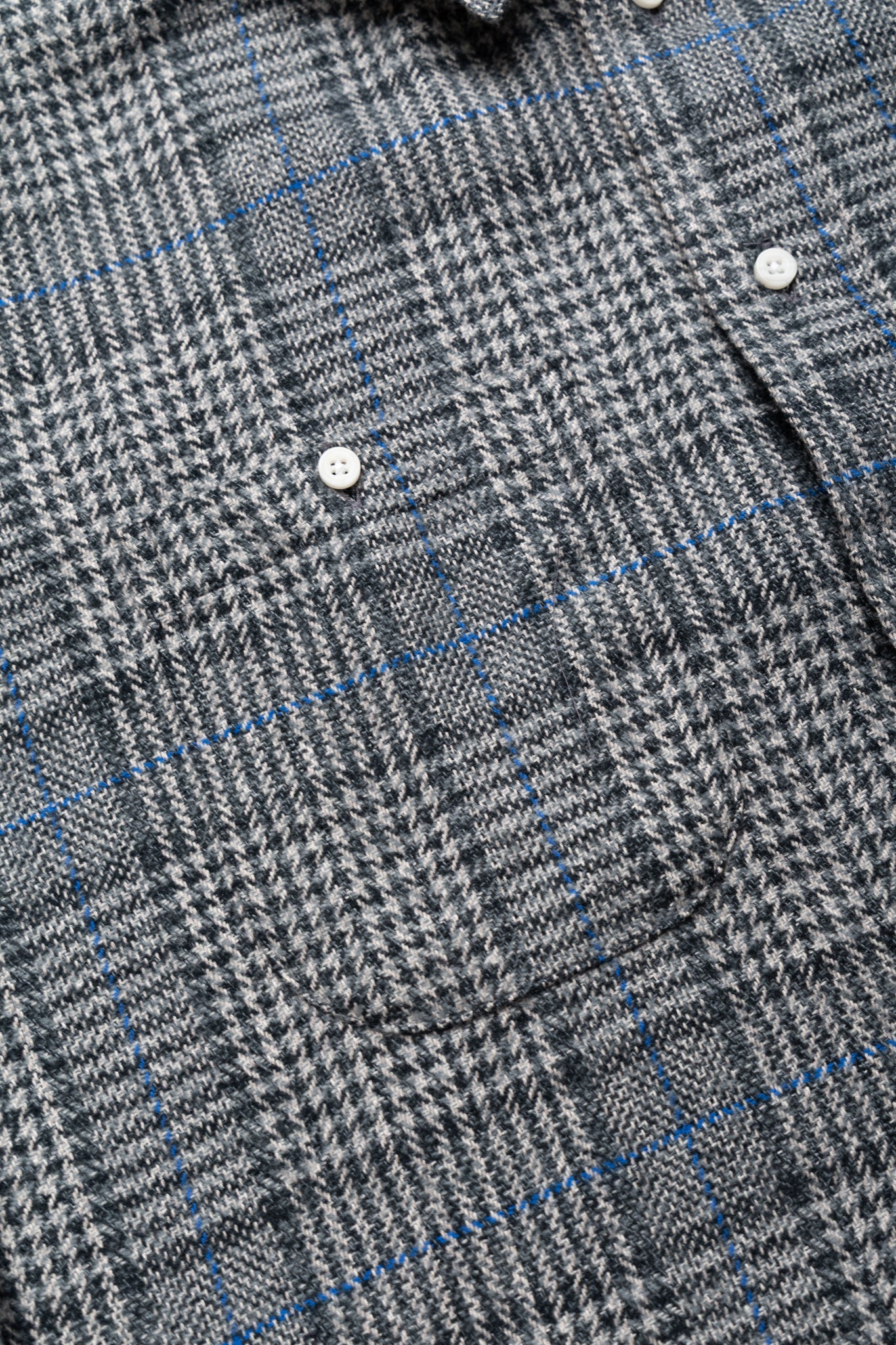 L/S 2 Pocket Work Shirt - Grey Cotton Tweed Check