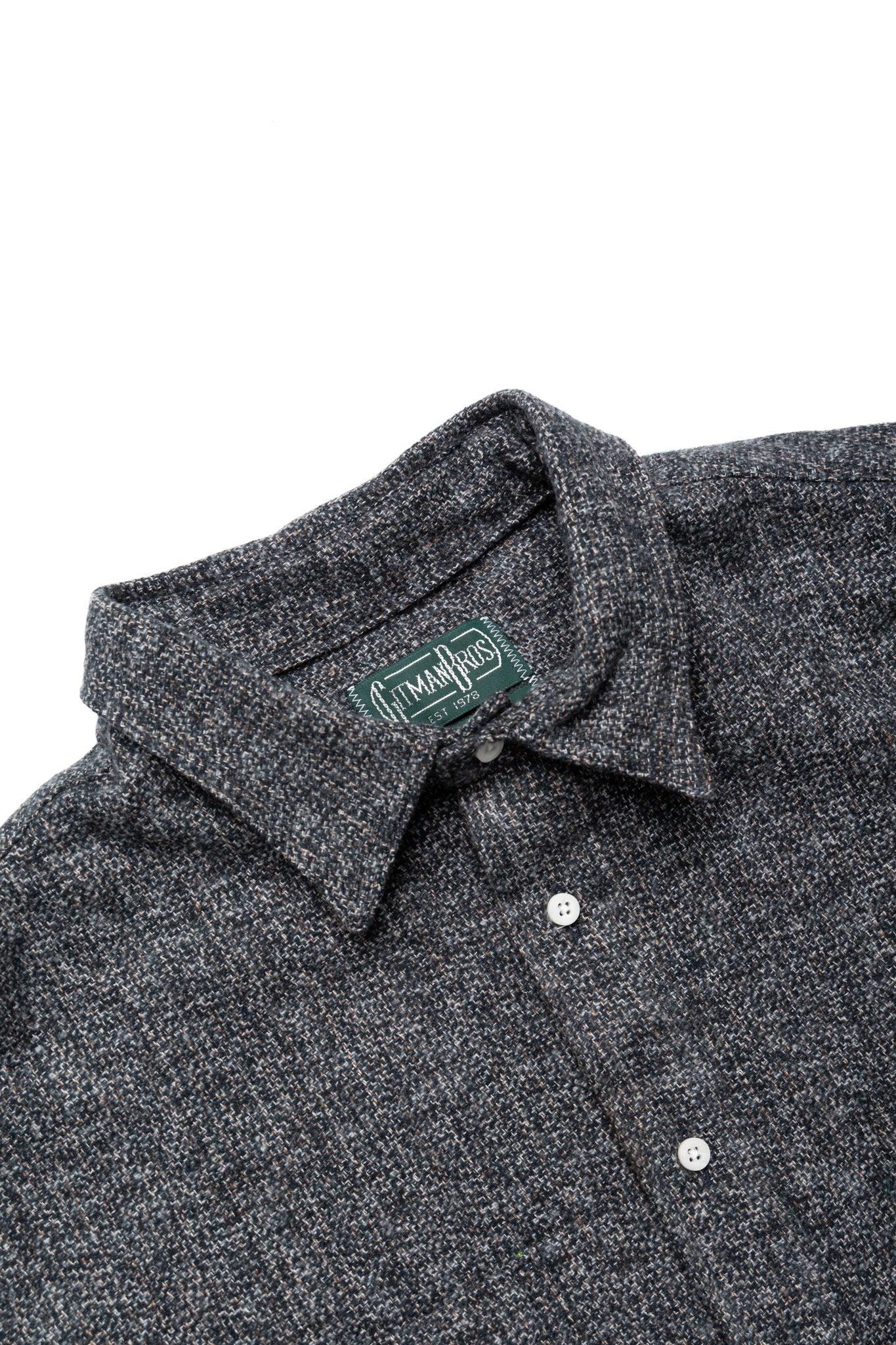 L/S 2 Pocket Work Shirt - Grey Cotton Tweed