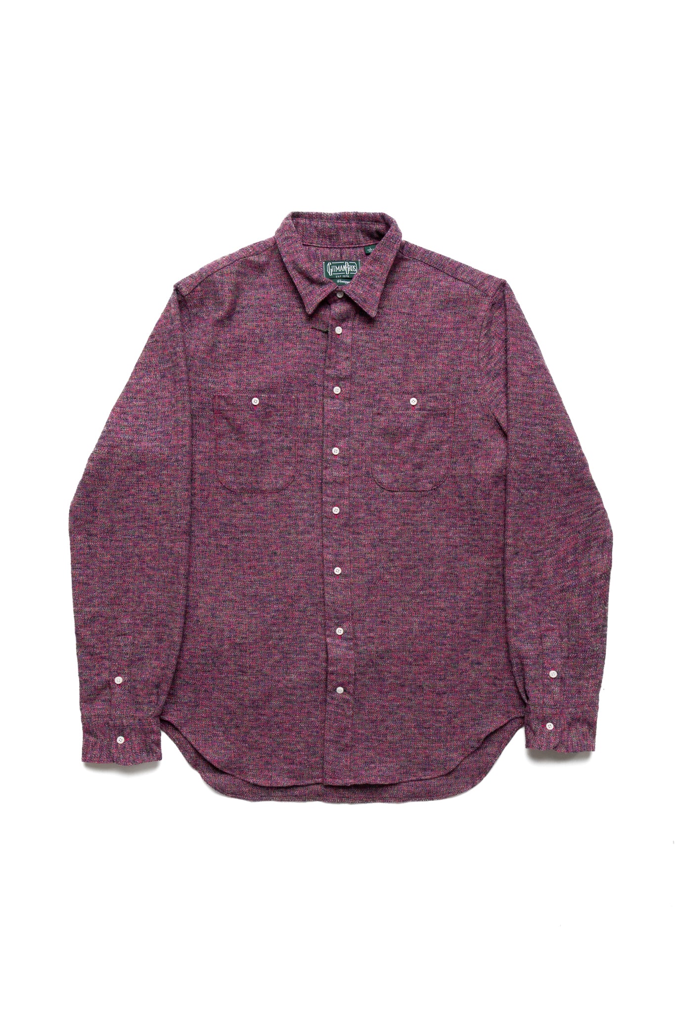 L/S 2 Pocket Work Shirt - Purple Cotton Tweed