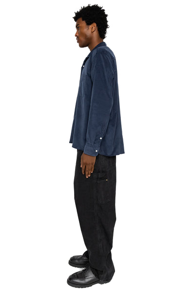 L/S Camp Shirt With 1 Pocket - Navy Thin Wale Corduroy