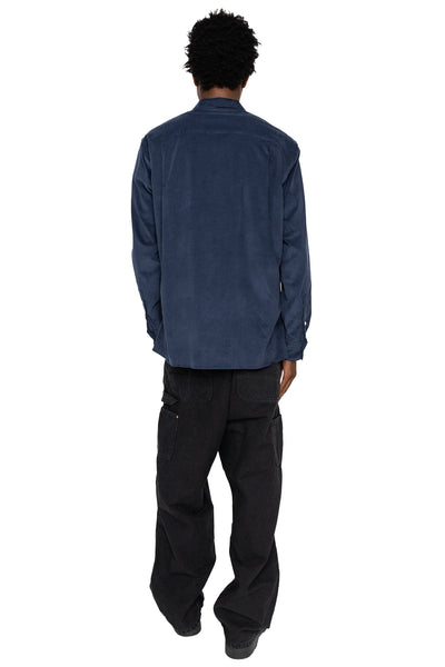 L/S Camp Shirt With 1 Pocket - Navy Thin Wale Corduroy