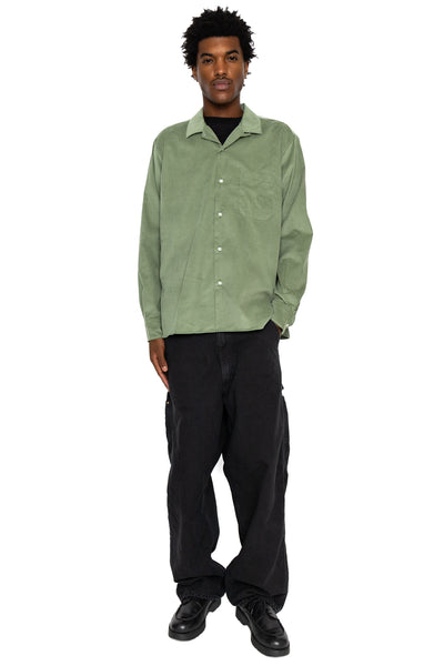L/S Camp Shirt With 1 Pocket - Sage Thin Wale Corduroy