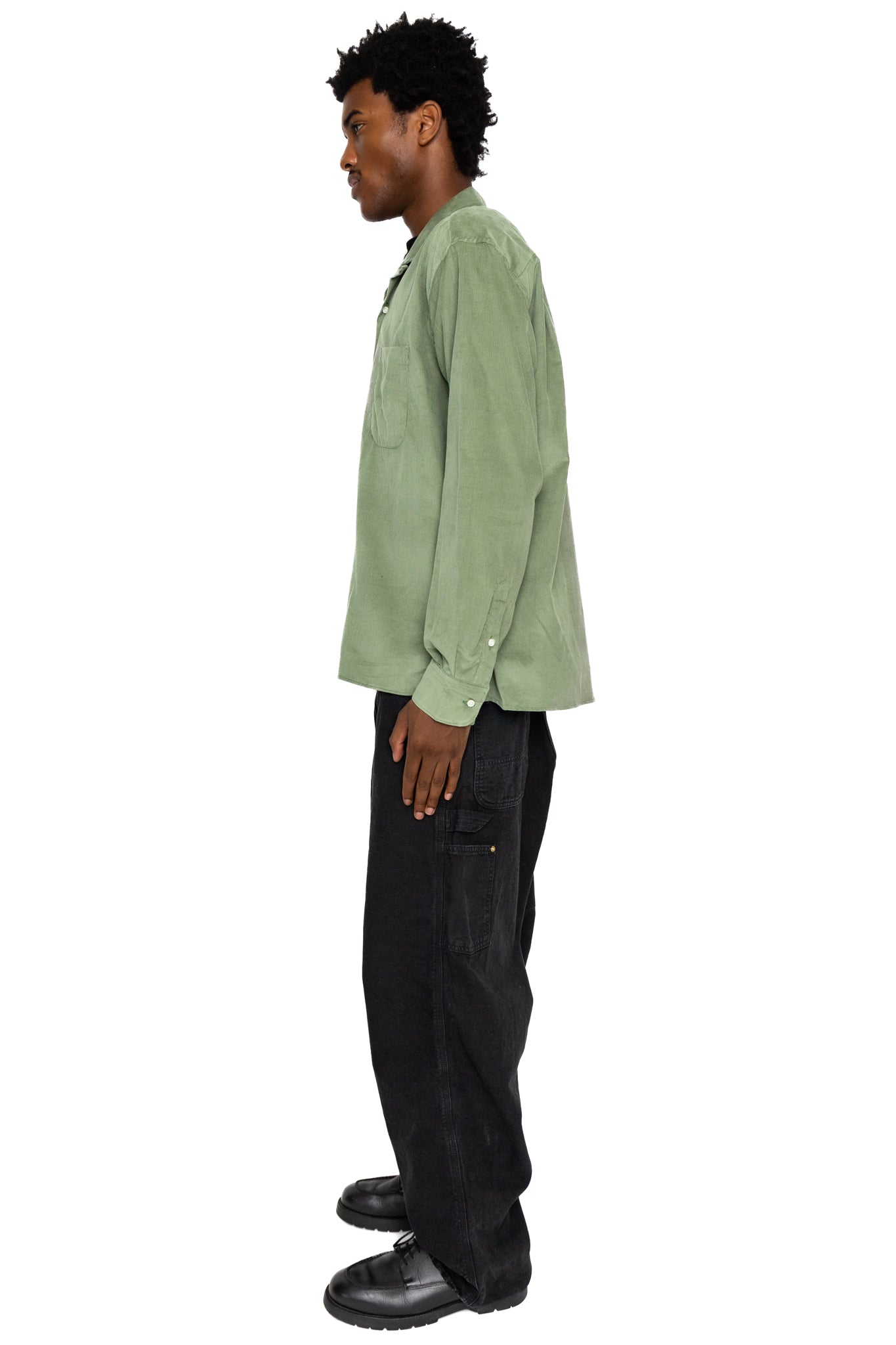 L/S Camp Shirt With 1 Pocket - Sage Thin Wale Corduroy