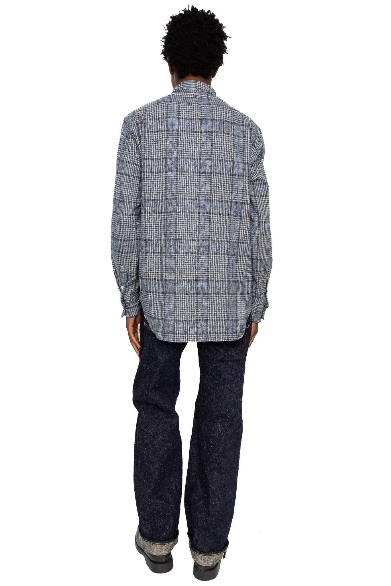 L/S 2 Pocket Work Shirt - Grey Cotton Tweed Check