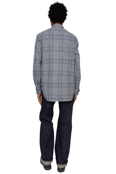 L/S 2 Pocket Work Shirt - Grey Cotton Tweed Check