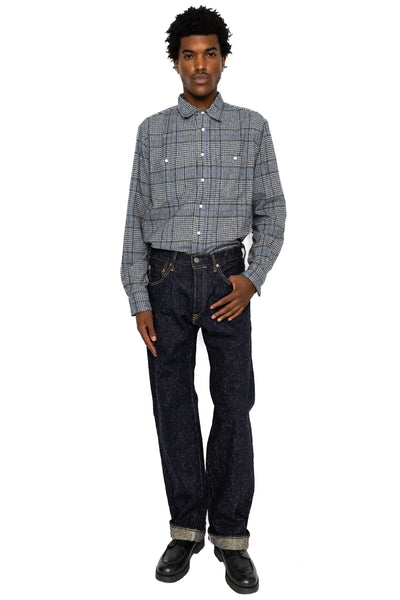 L/S 2 Pocket Work Shirt - Grey Cotton Tweed Check