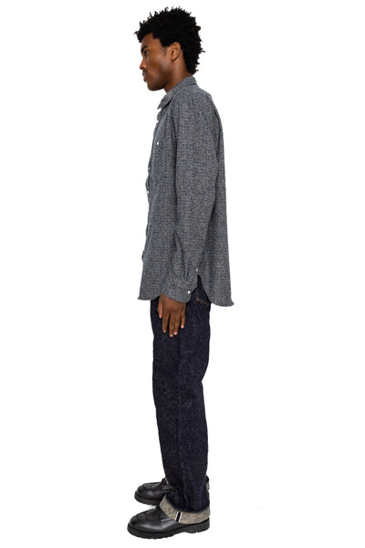 L/S 2 Pocket Work Shirt - Grey Cotton Tweed