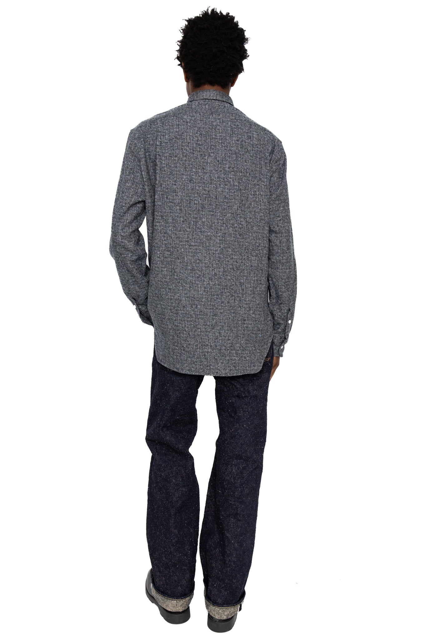 L/S 2 Pocket Work Shirt - Grey Cotton Tweed