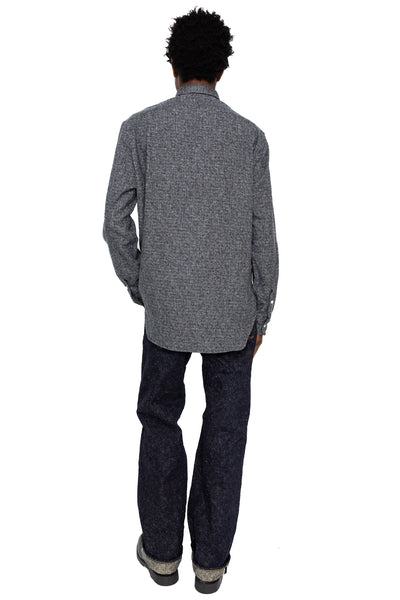 L/S 2 Pocket Work Shirt - Grey Cotton Tweed