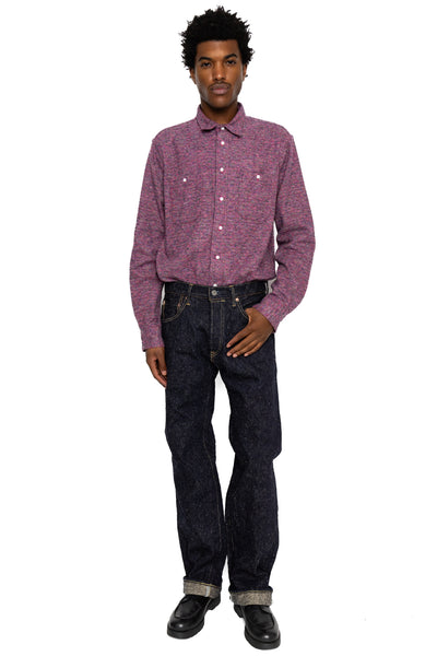 L/S 2 Pocket Work Shirt - Purple Cotton Tweed