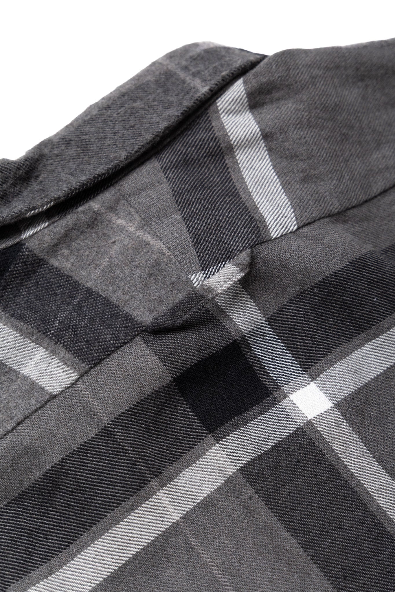 Combo Short Collar Shirt Cotton Brushed Big Plaid - Grey x Black