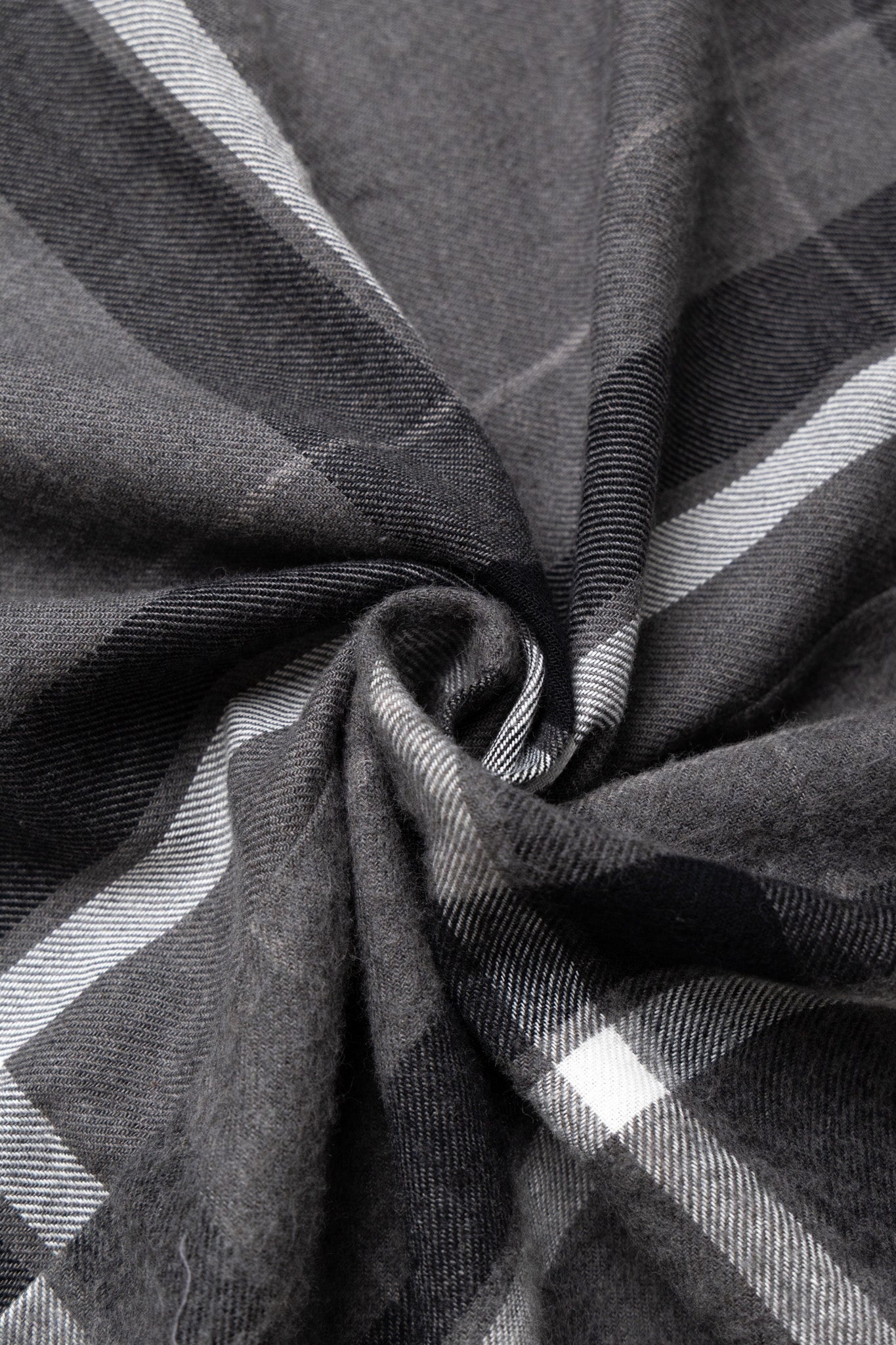 Combo Short Collar Shirt Cotton Brushed Big Plaid - Grey x Black