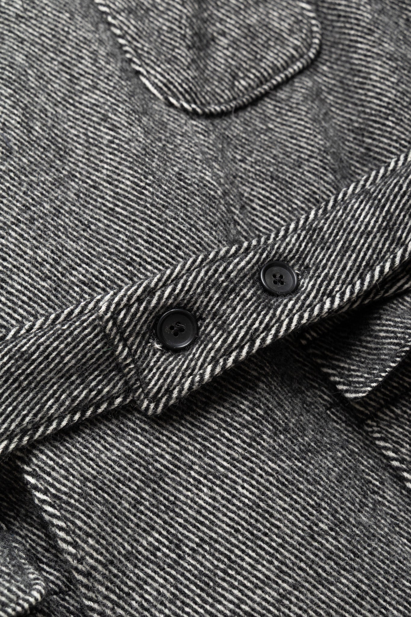 Smoking Jacket Wool Shaggy Twill - Black