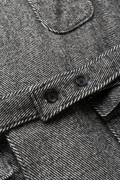 Smoking Jacket Wool Shaggy Twill - Black