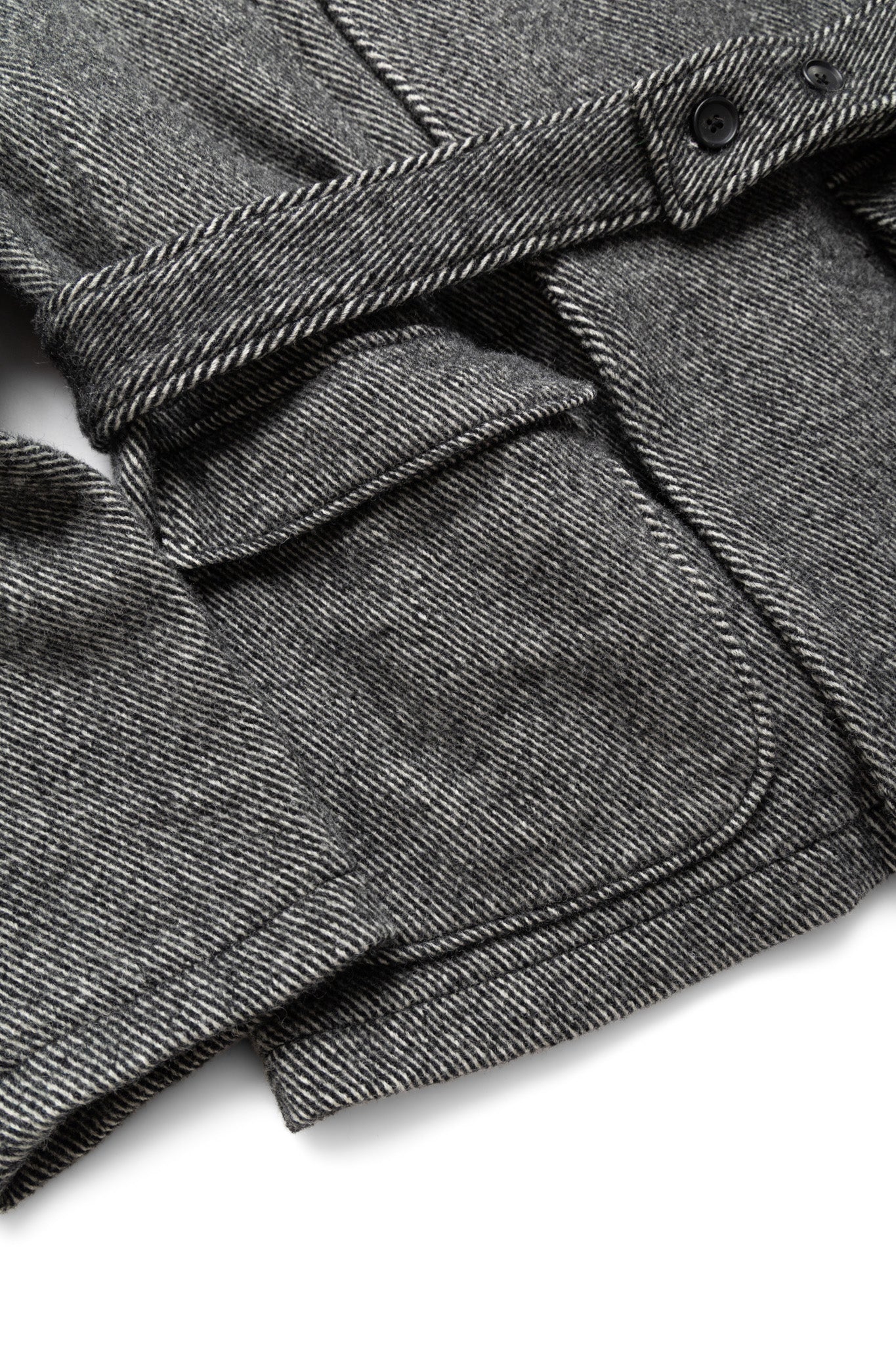 Smoking Jacket Wool Shaggy Twill - Black