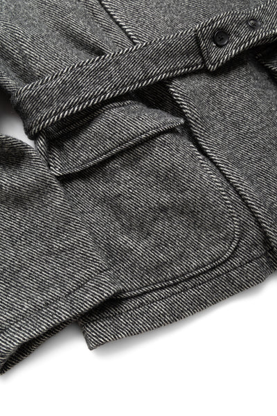 Smoking Jacket Wool Shaggy Twill - Black