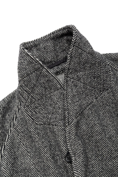 Smoking Jacket Wool Shaggy Twill - Black