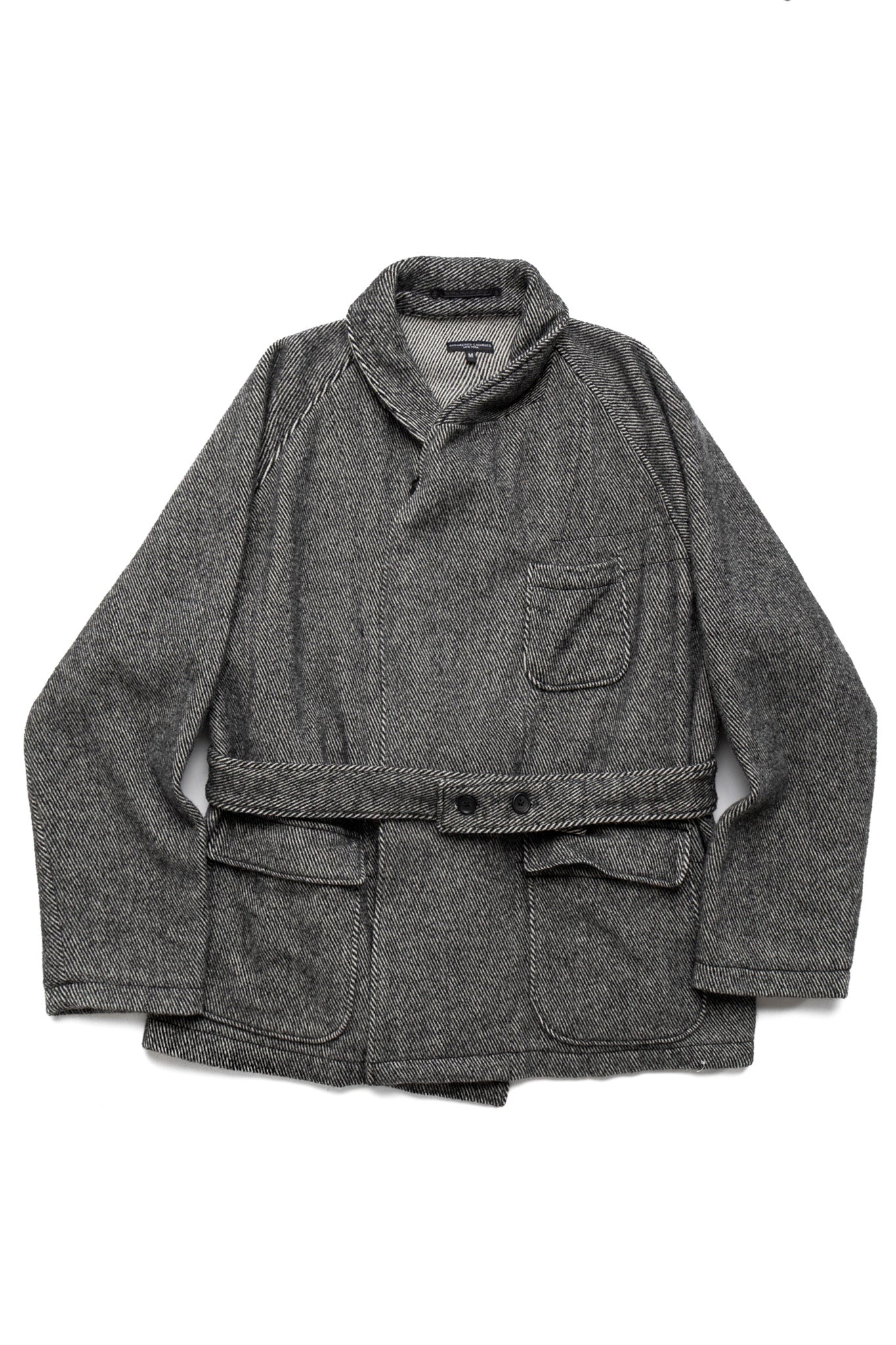 Smoking Jacket Wool Shaggy Twill - Black