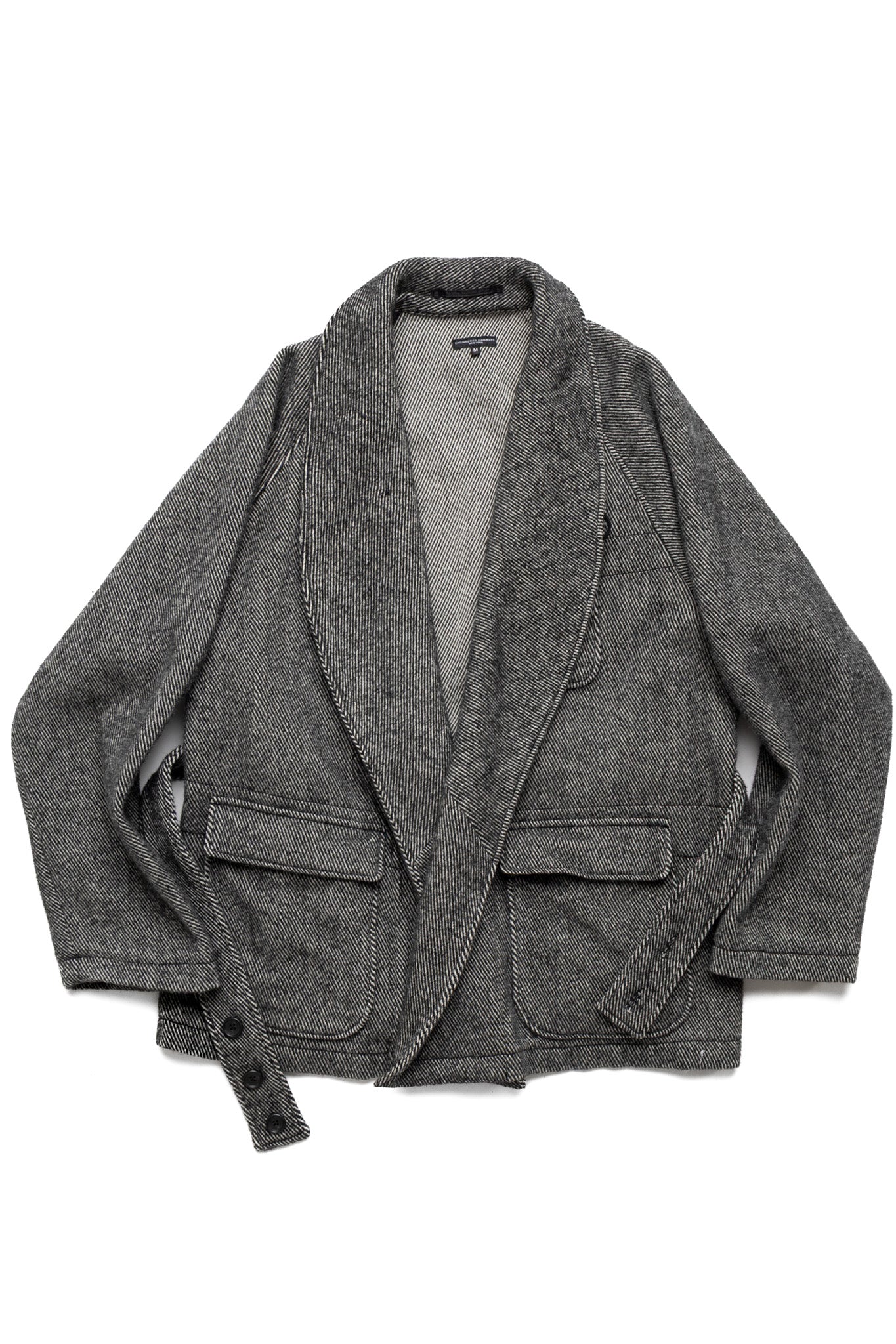 Smoking Jacket Wool Shaggy Twill - Black