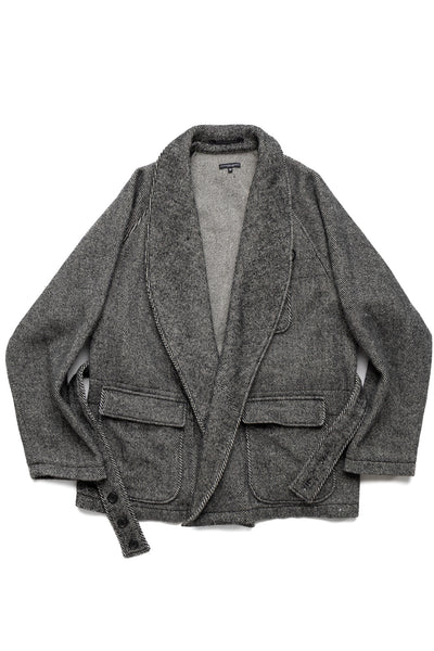 Smoking Jacket Wool Shaggy Twill - Black