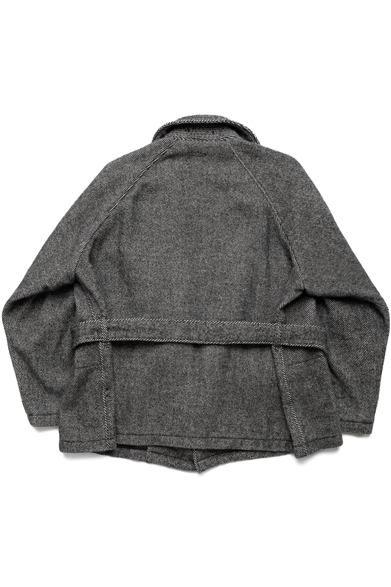 Smoking Jacket Wool Shaggy Twill - Black