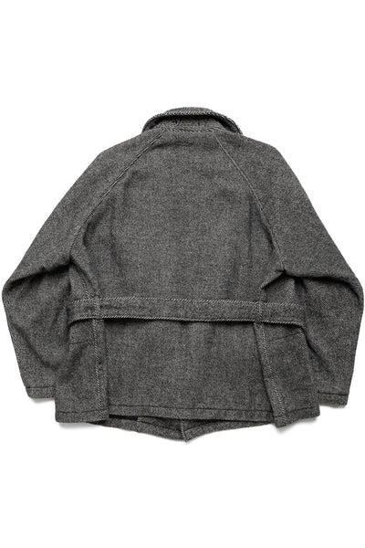 Smoking Jacket Wool Shaggy Twill - Black