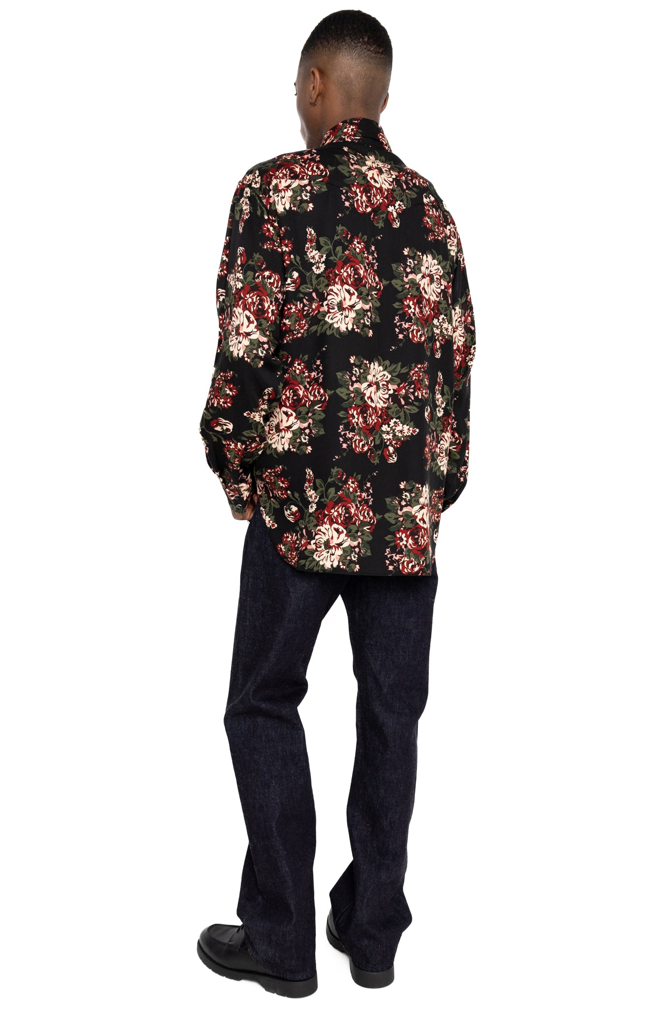 Rayon Twill NADESHIKO-Champetre Husky Western Shirt - Black