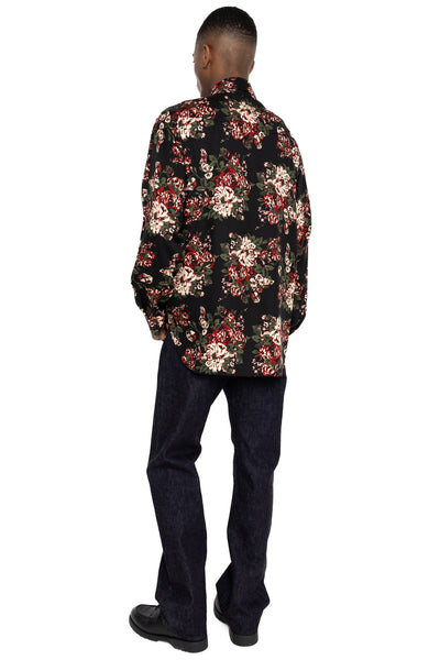 Rayon Twill NADESHIKO-Champetre Husky Western Shirt - Black