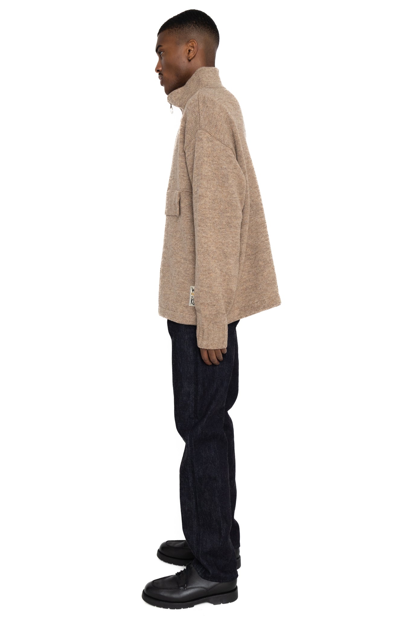 5G Shetland Wool Half ZIP Anorak - Beige