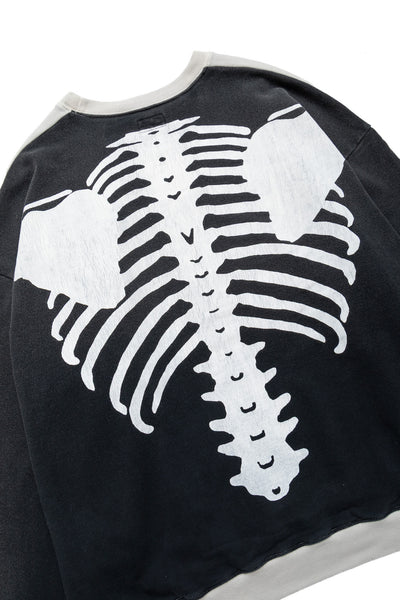 Fleece Knit 2TONES Remake BIG SWT (BONE) - Ecru x Black