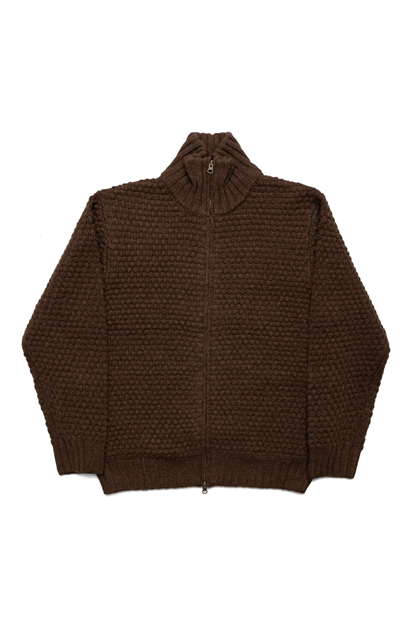 Full Zip Style Popcorn Pattern - Brown