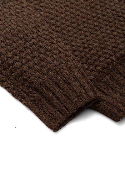 Full Zip Style Popcorn Pattern - Brown