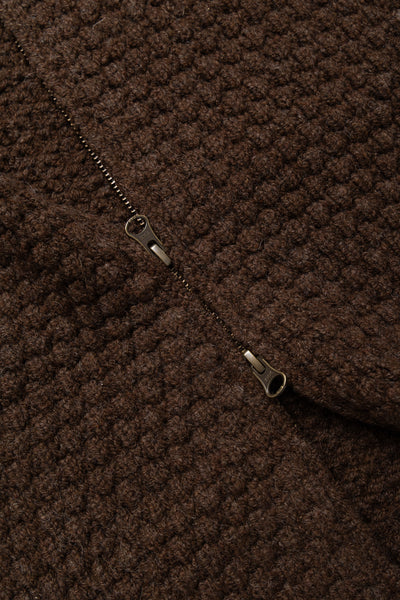 Full Zip Style Popcorn Pattern - Brown