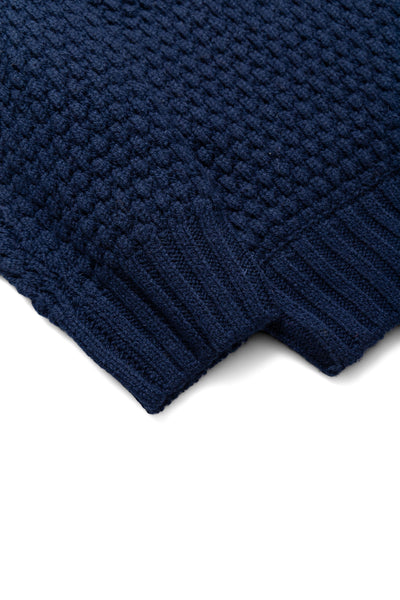 Full Zip Style Popcorn Pattern - Navy