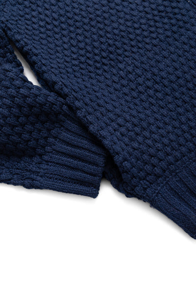 Full Zip Style Popcorn Pattern - Navy