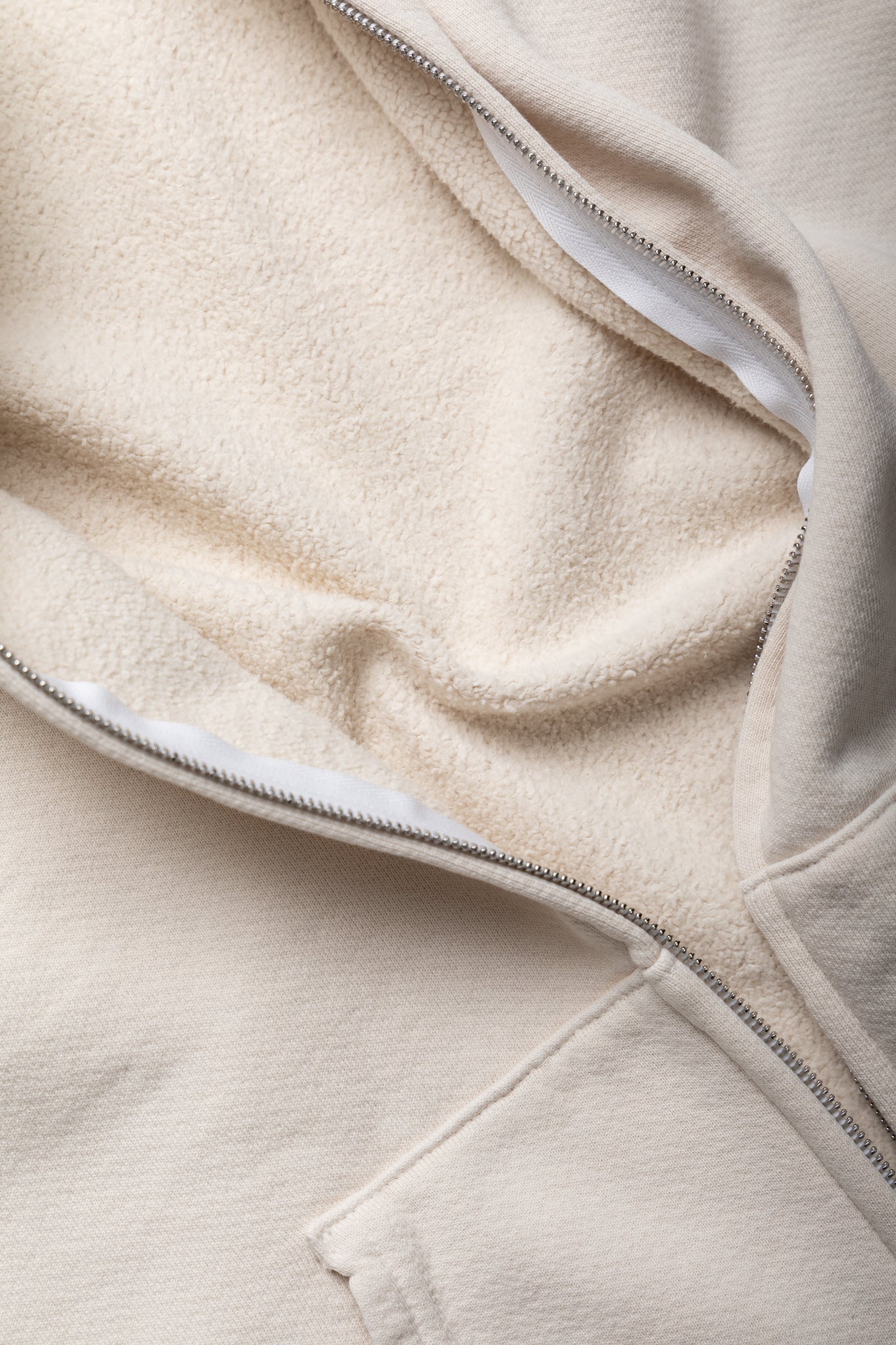 Raw Zip Hoodie Heavyweight Fleece - Ivory
