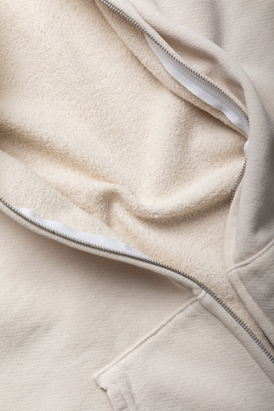 Raw Zip Hoodie Heavyweight Fleece - Ivory