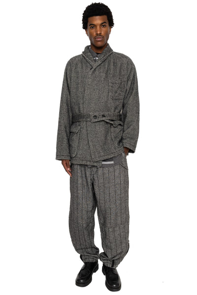 Smoking Jacket Wool Shaggy Twill - Black