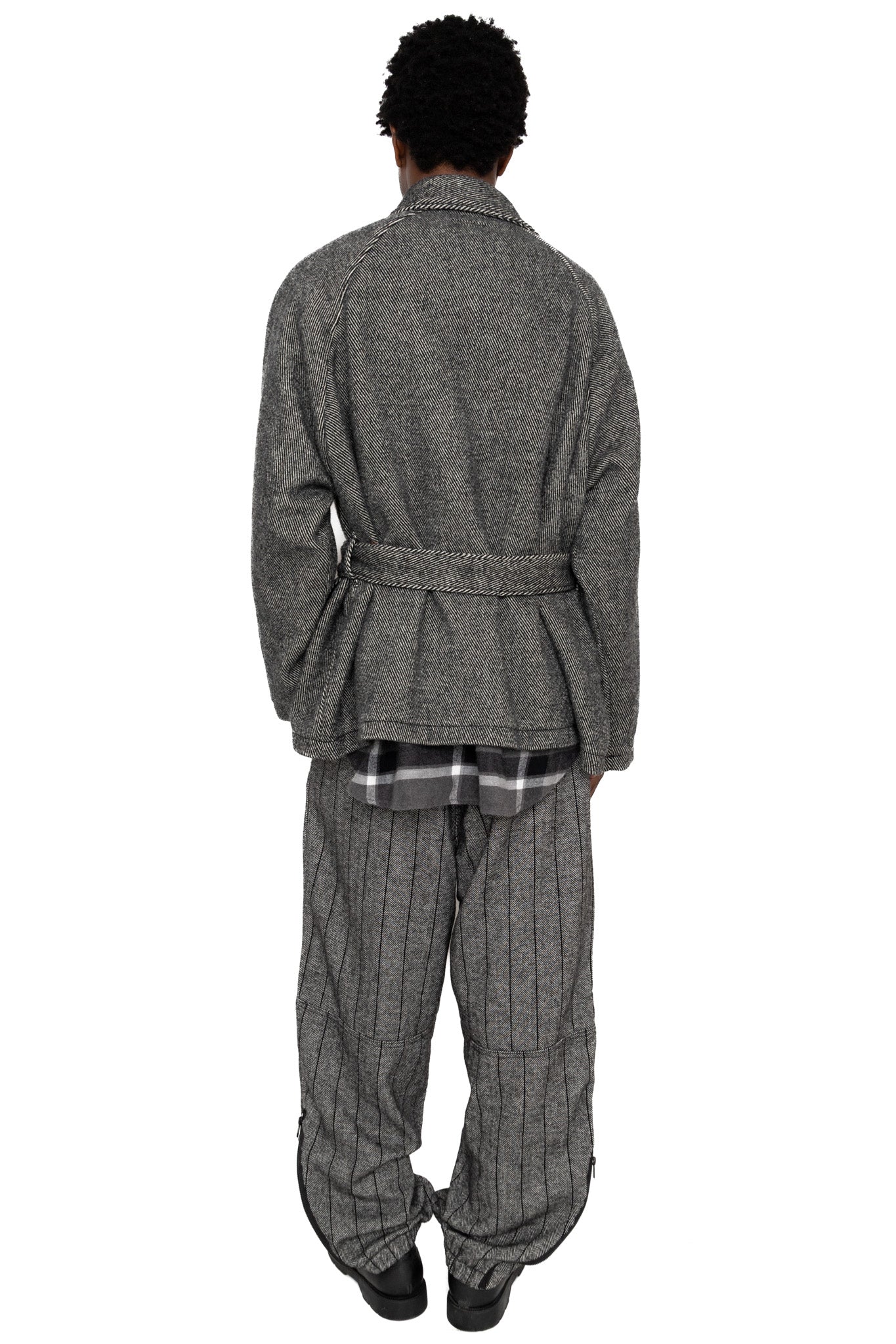 Smoking Jacket Wool Shaggy Twill - Black