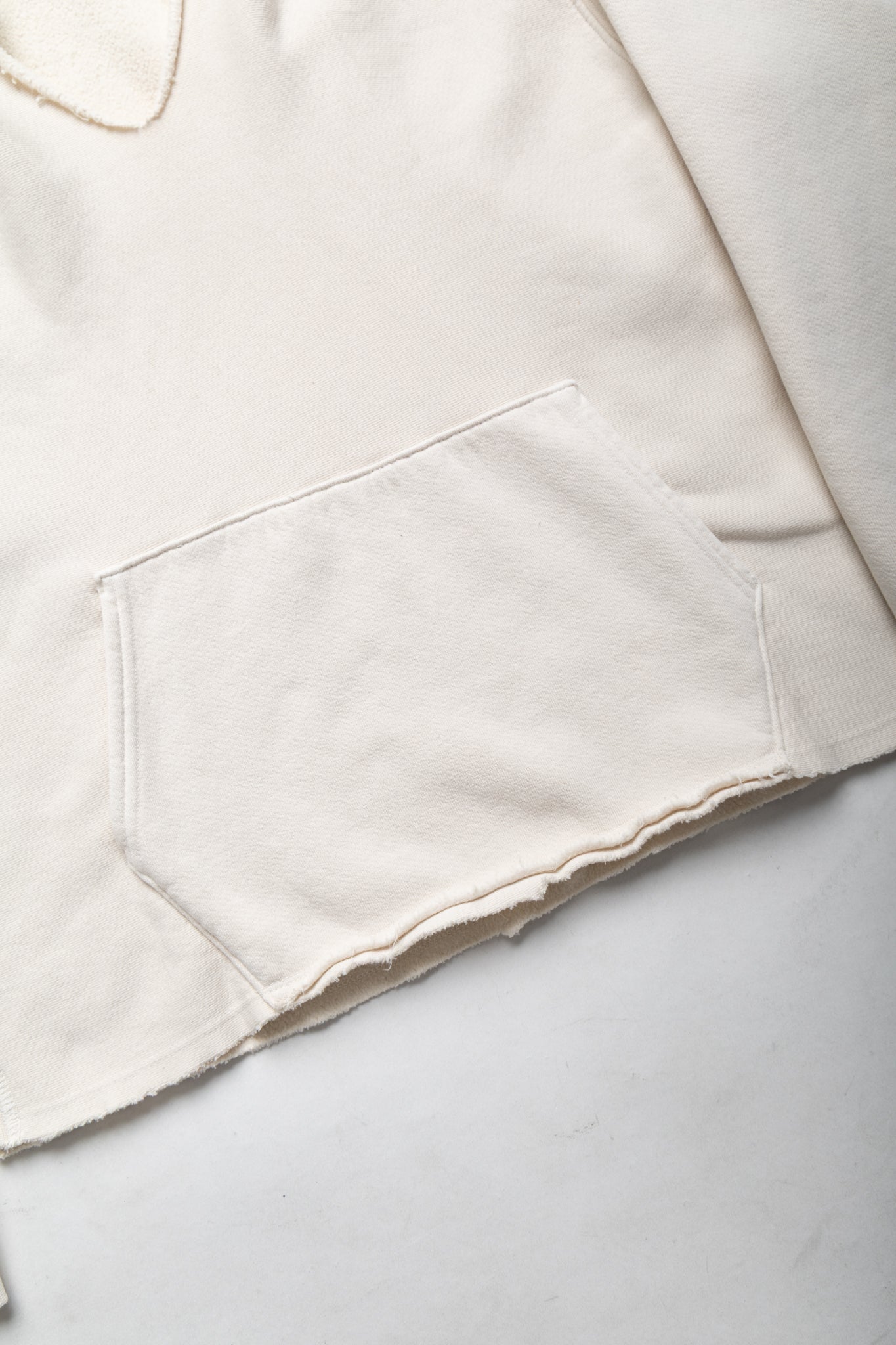 Raw Cropped Hoodie Heavyweight Fleece - Ivory