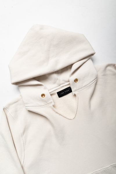 Raw Cropped Hoodie Heavyweight Fleece - Ivory