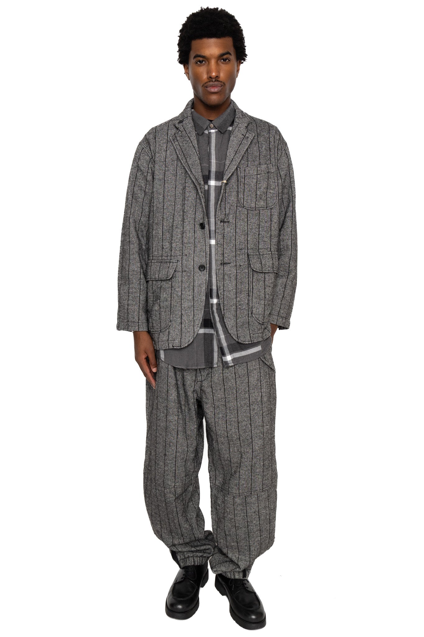 Loiter Jacket Wool Striped HB - Dk.Grey