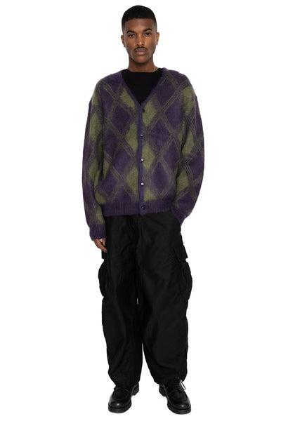 Mohair Cardigan Argyle - Purple