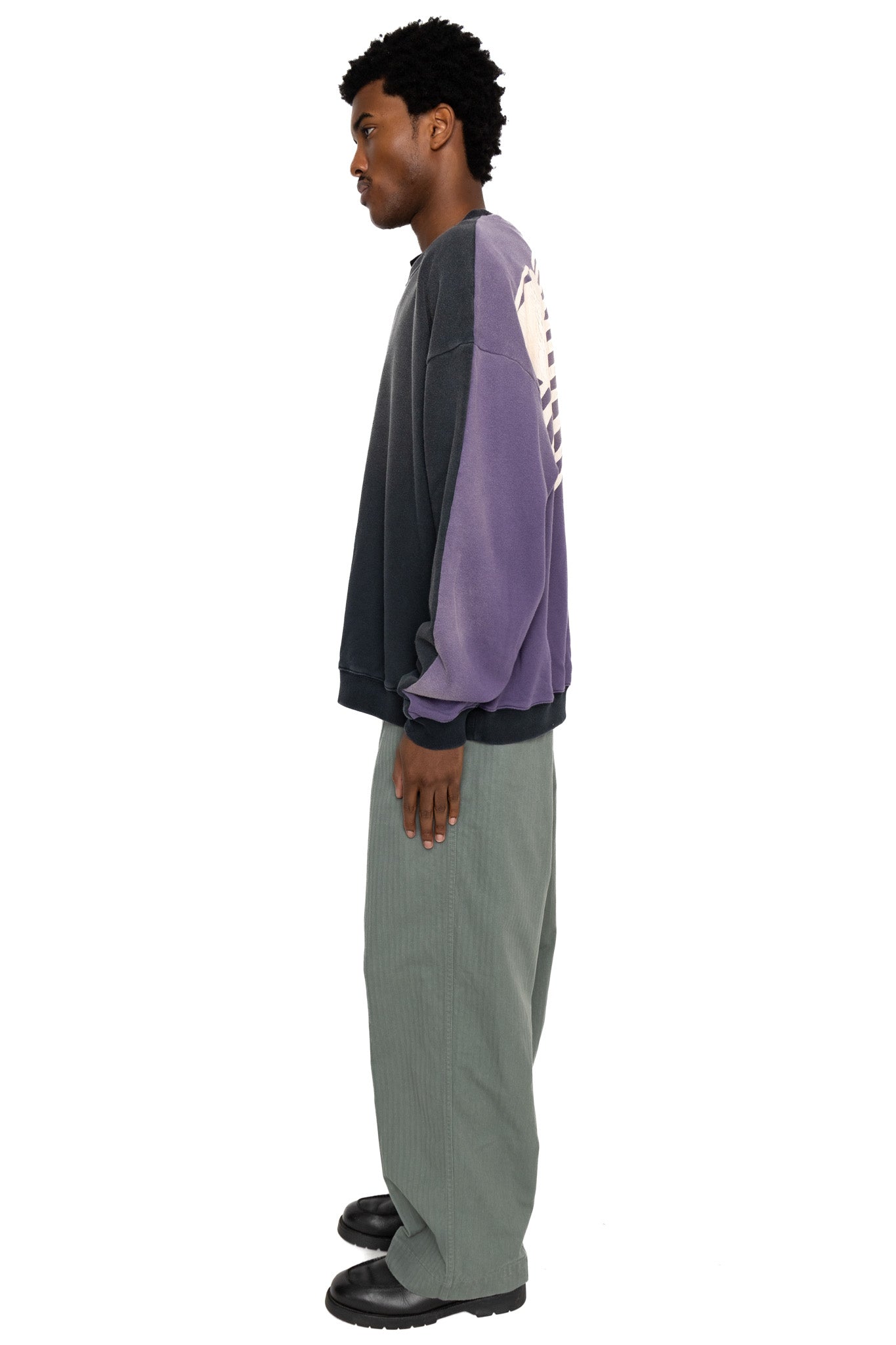 Fleece Knit 2TONES Remake BIG SWT (BONE) - Black x Purple