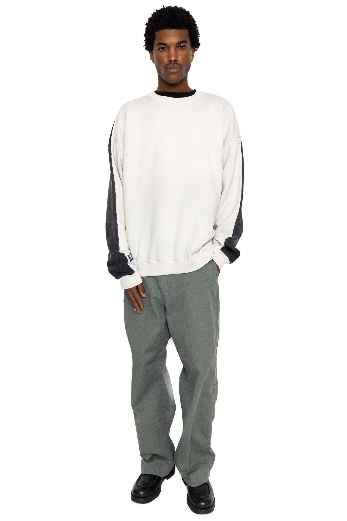 Fleece Knit 2TONES Remake BIG SWT (BONE) - Ecru x Black