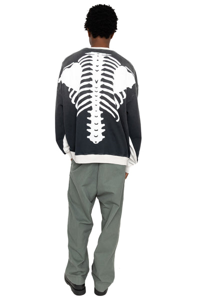 Fleece Knit 2TONES Remake BIG SWT (BONE) - Ecru x Black